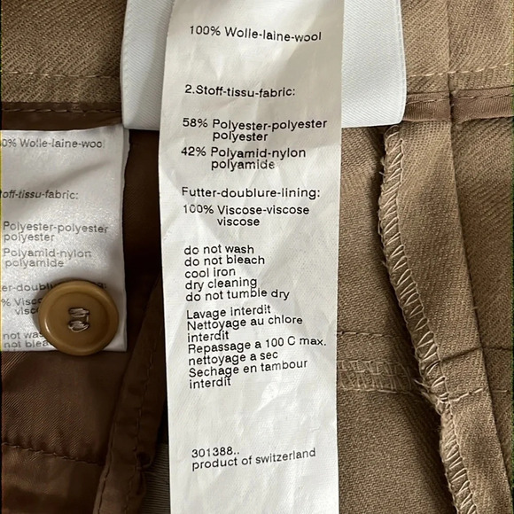 Akris Punto Bergdorf Goodman Pleated Wool Trousers Dress Pants in Tan - Size 12 - Picture 5 of 7